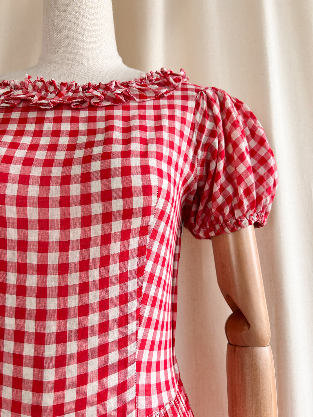 Holy Grail Rare Beautiful 1930s Gingham Cotton Dream Dress