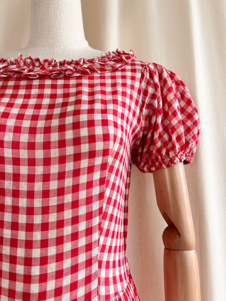 Holy Grail Rare Beautiful 1930s Gingham Cotton Dream Dress