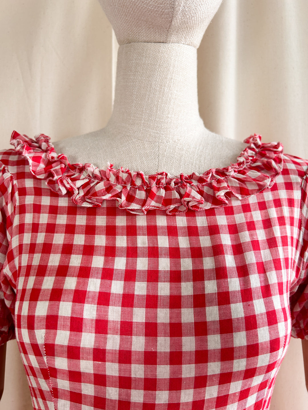 Holy Grail Rare Beautiful 1930s Gingham Cotton Dream Dress