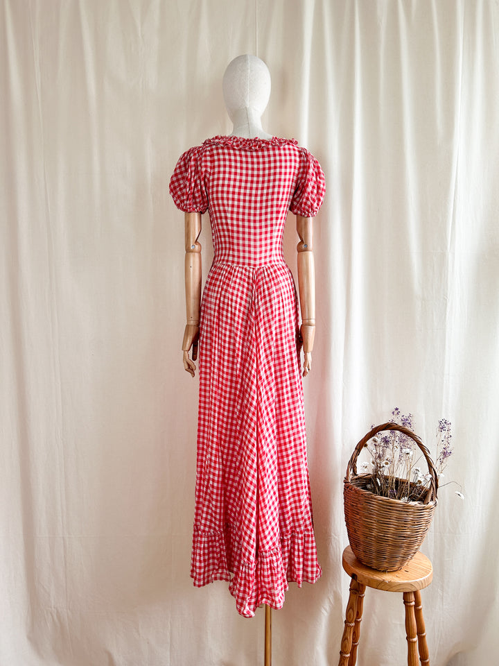 Holy Grail Rare Beautiful 1930s Gingham Cotton Dream Dress