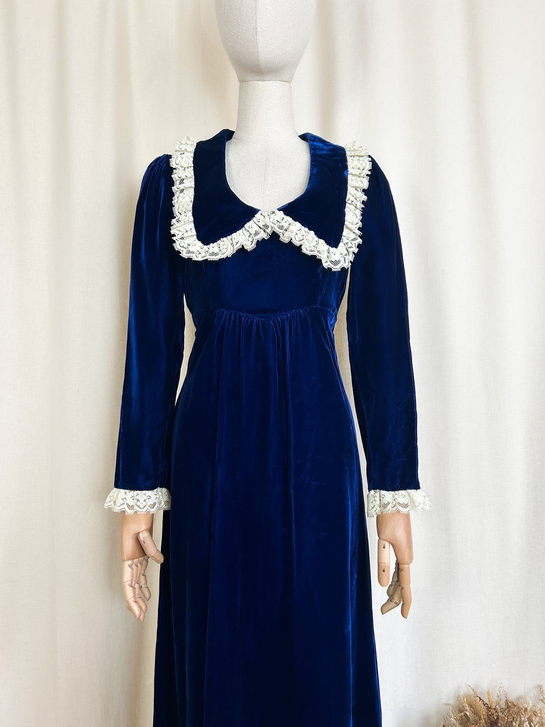 The Mystique ~ precious holy grail rare 70s blue velvet maxi dress