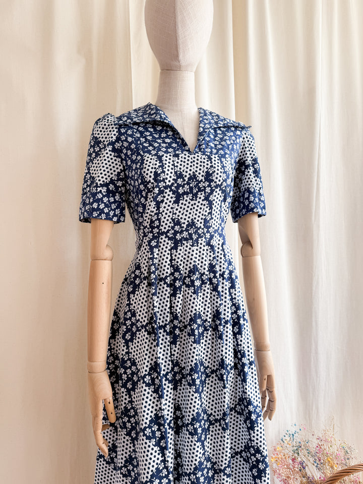 Gorgeous 70s Patchwork Print Cotton Maxi Dress