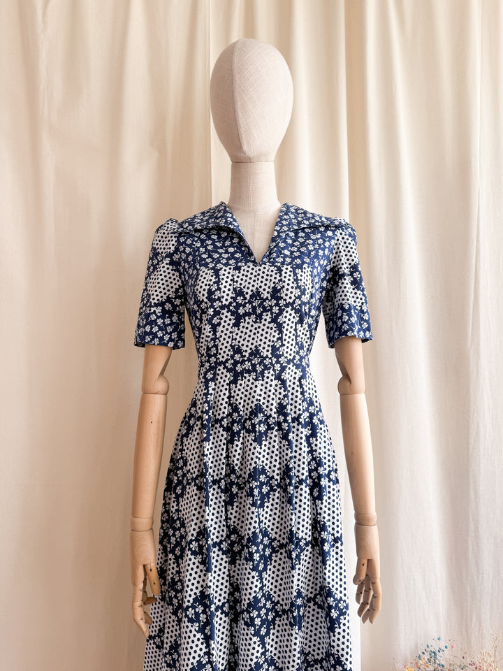 Gorgeous 70s Patchwork Print Cotton Maxi Dress