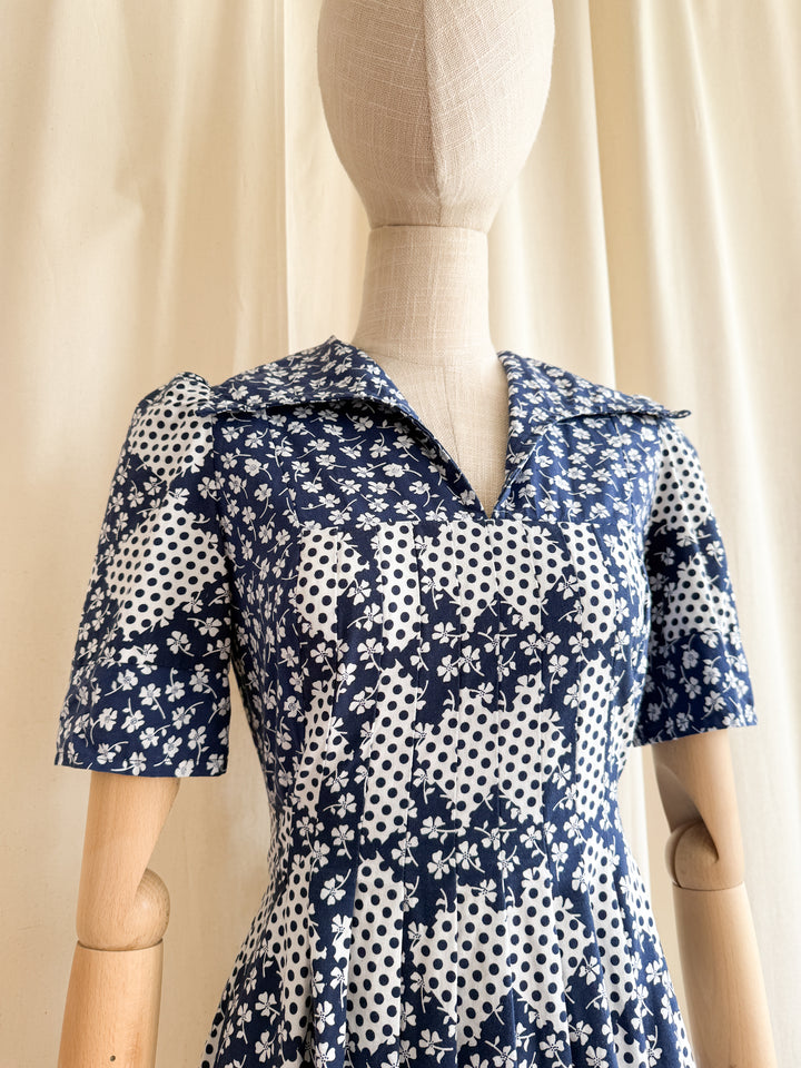 Gorgeous 70s Patchwork Print Cotton Maxi Dress