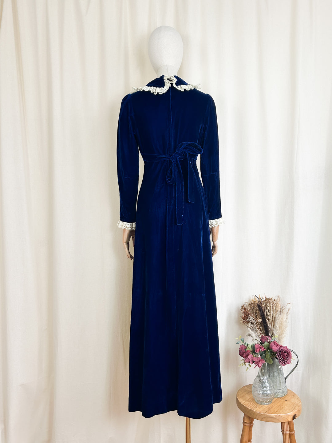 The Mystique ~ precious holy grail rare 70s blue velvet maxi dress