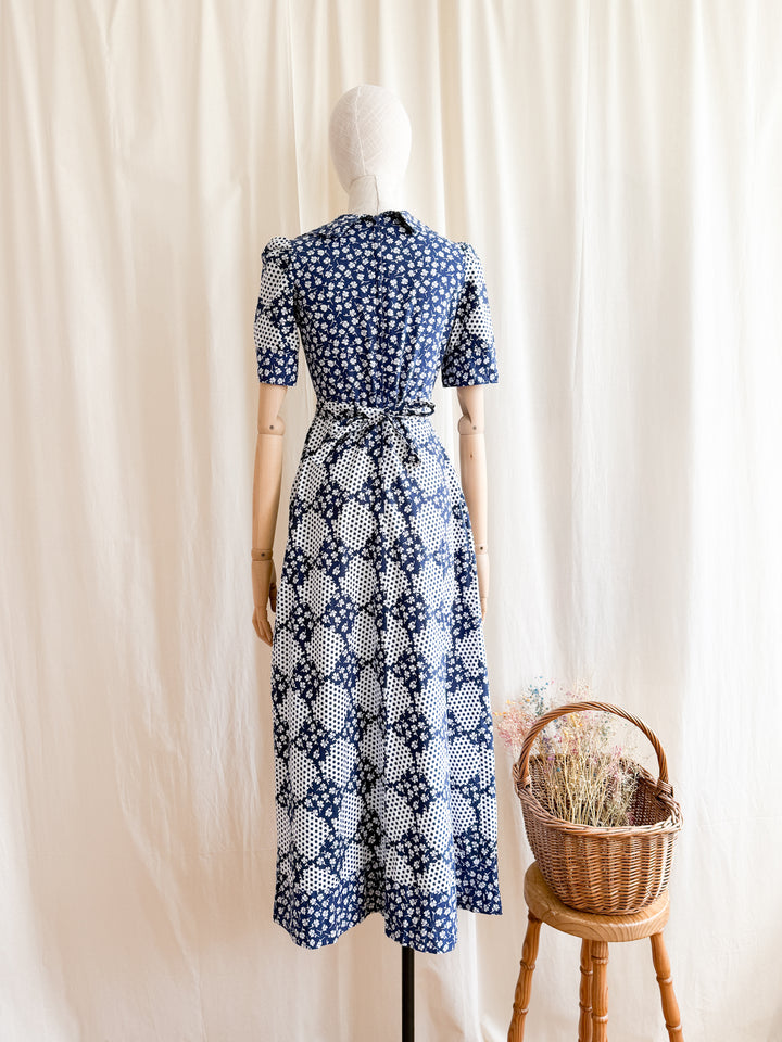 Gorgeous 70s Patchwork Print Cotton Maxi Dress