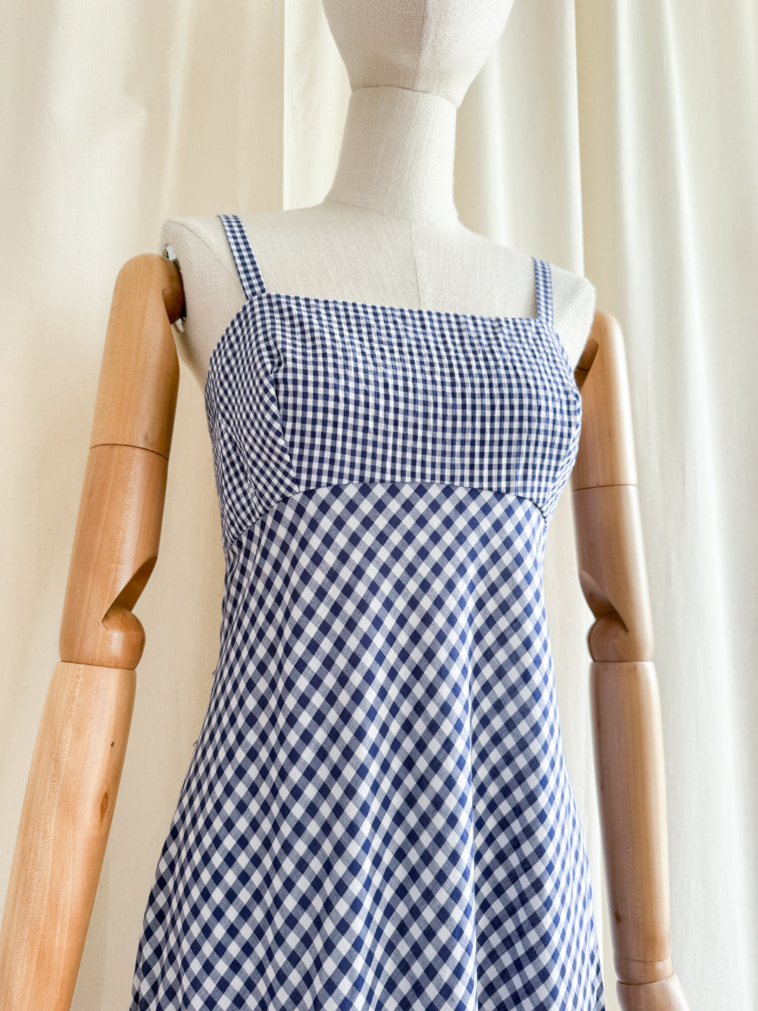 Beautiful Rare 70s Cotton Gingham Maxi Sundress by California