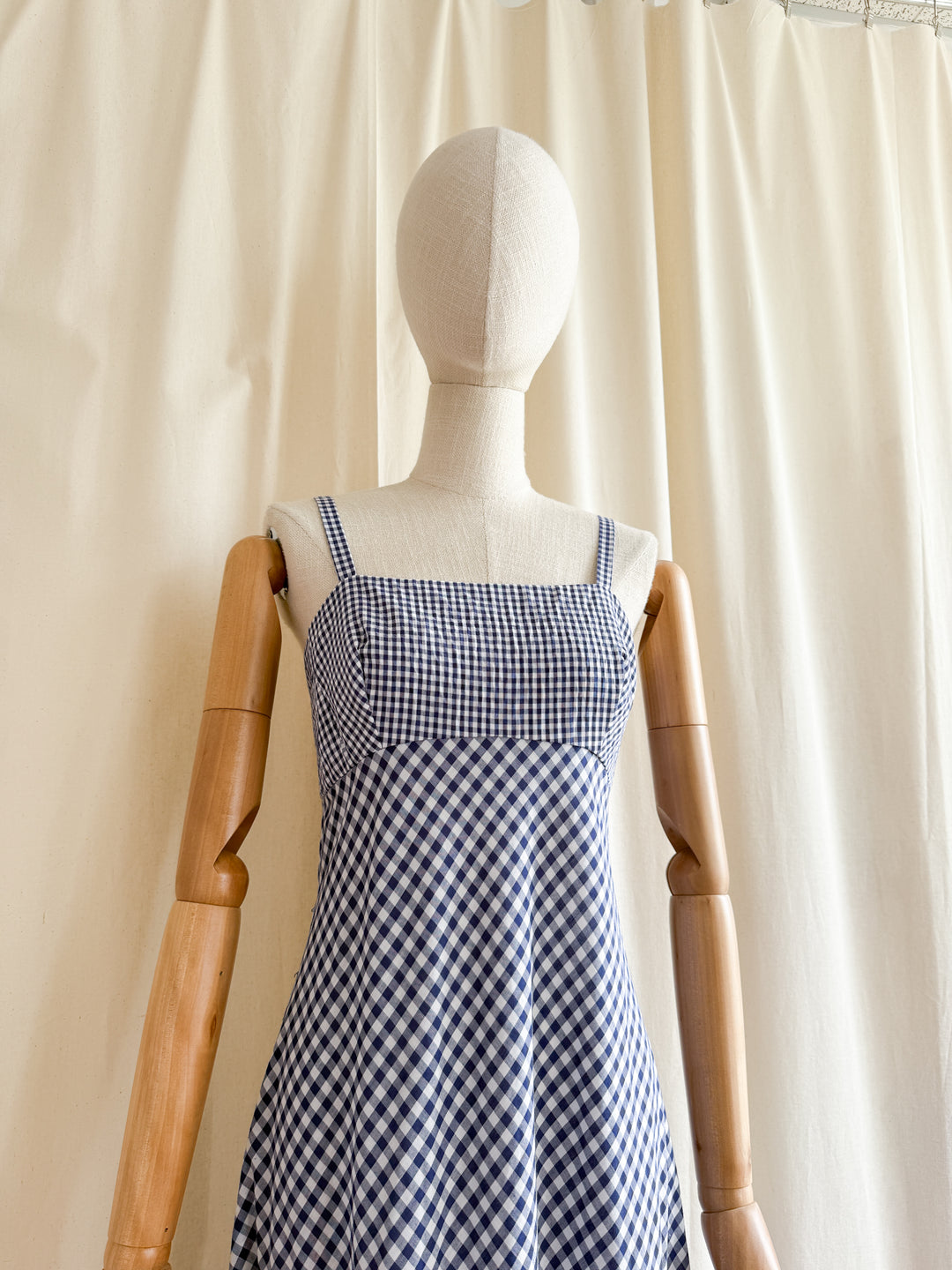 Beautiful Rare 70s Cotton Gingham Maxi Sundress by California