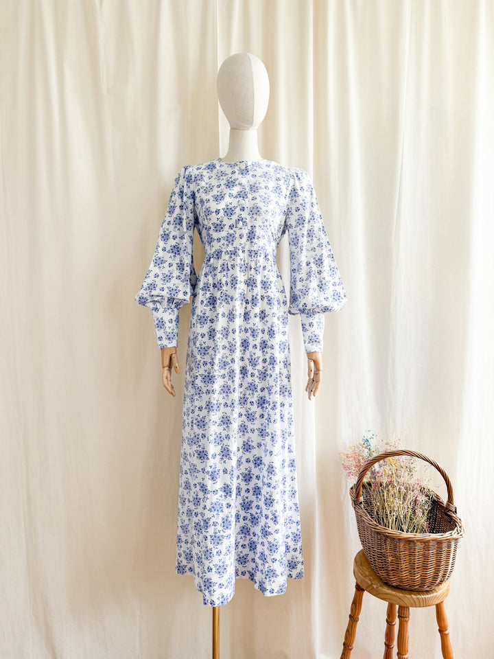 Precious Rare 70s Handmade Cotton Maxi Dress in Laura Ashley Fabric