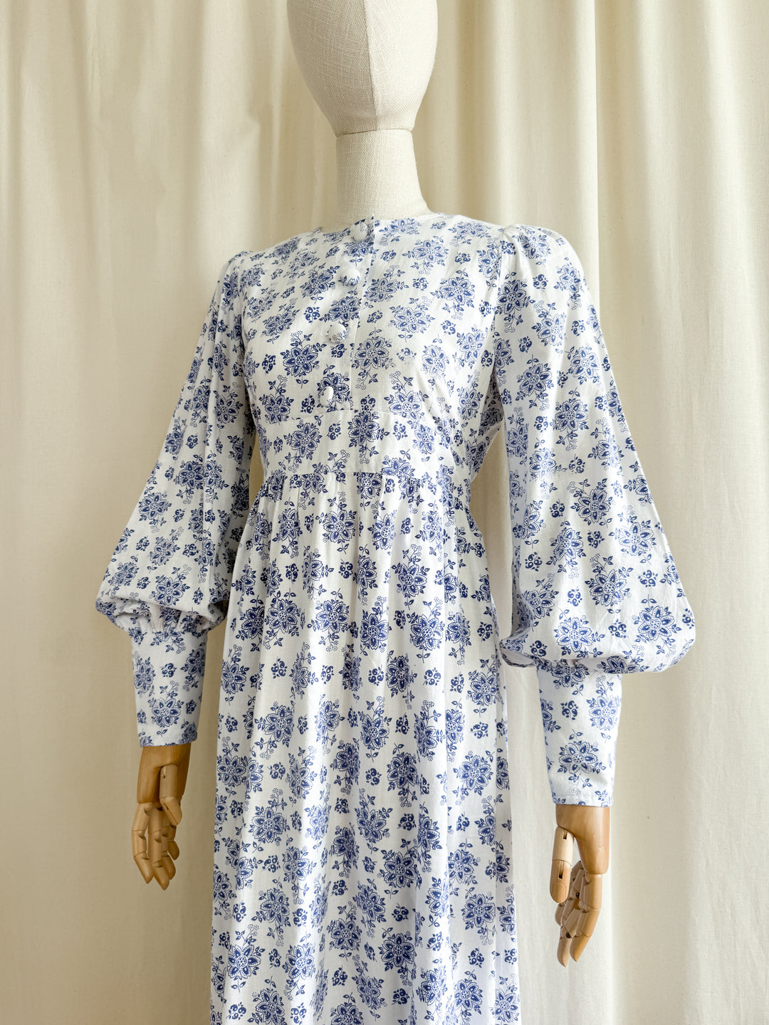 Precious Rare 70s Handmade Cotton Maxi Dress in Laura Ashley Fabric