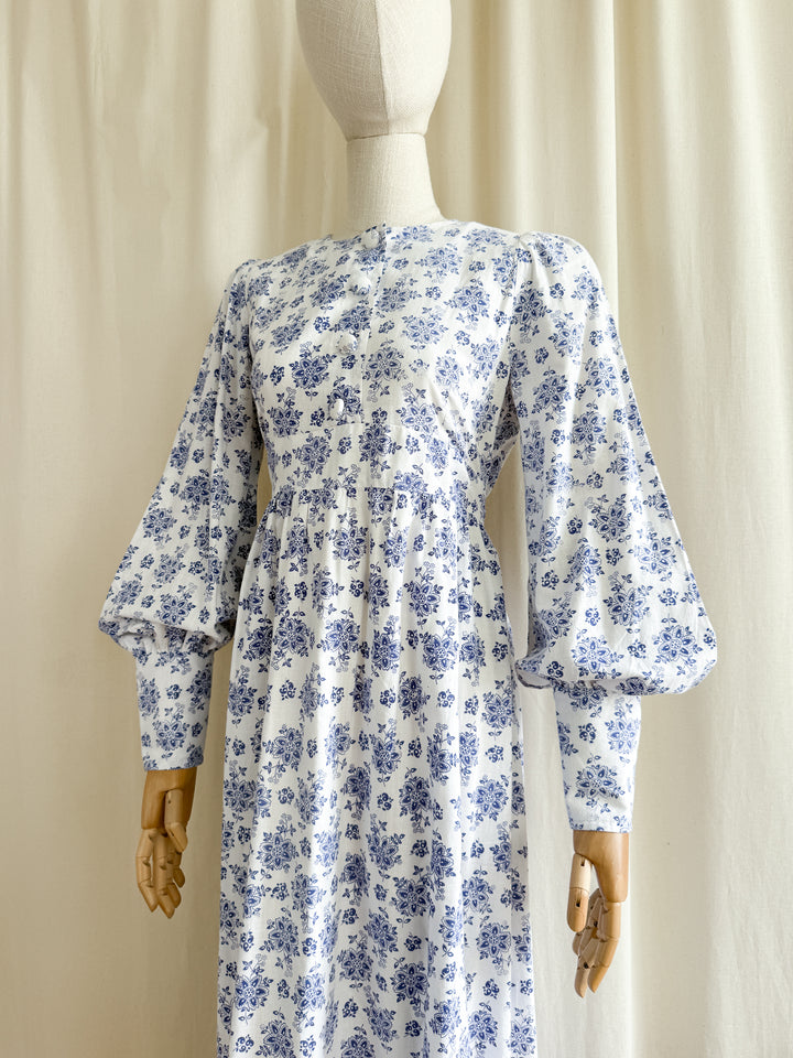 Precious Rare 70s Handmade Cotton Maxi Dress in Laura Ashley Fabric