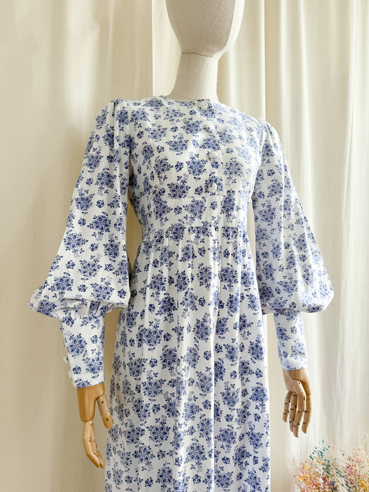 Precious Rare 70s Handmade Cotton Maxi Dress in Laura Ashley Fabric