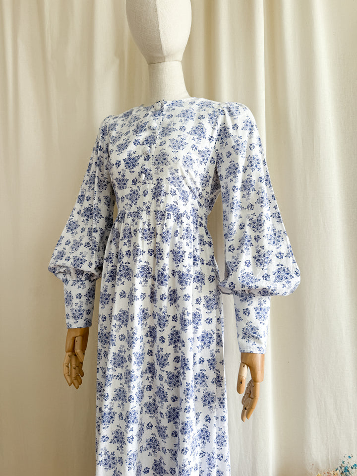 Precious Rare 70s Handmade Cotton Maxi Dress in Laura Ashley Fabric