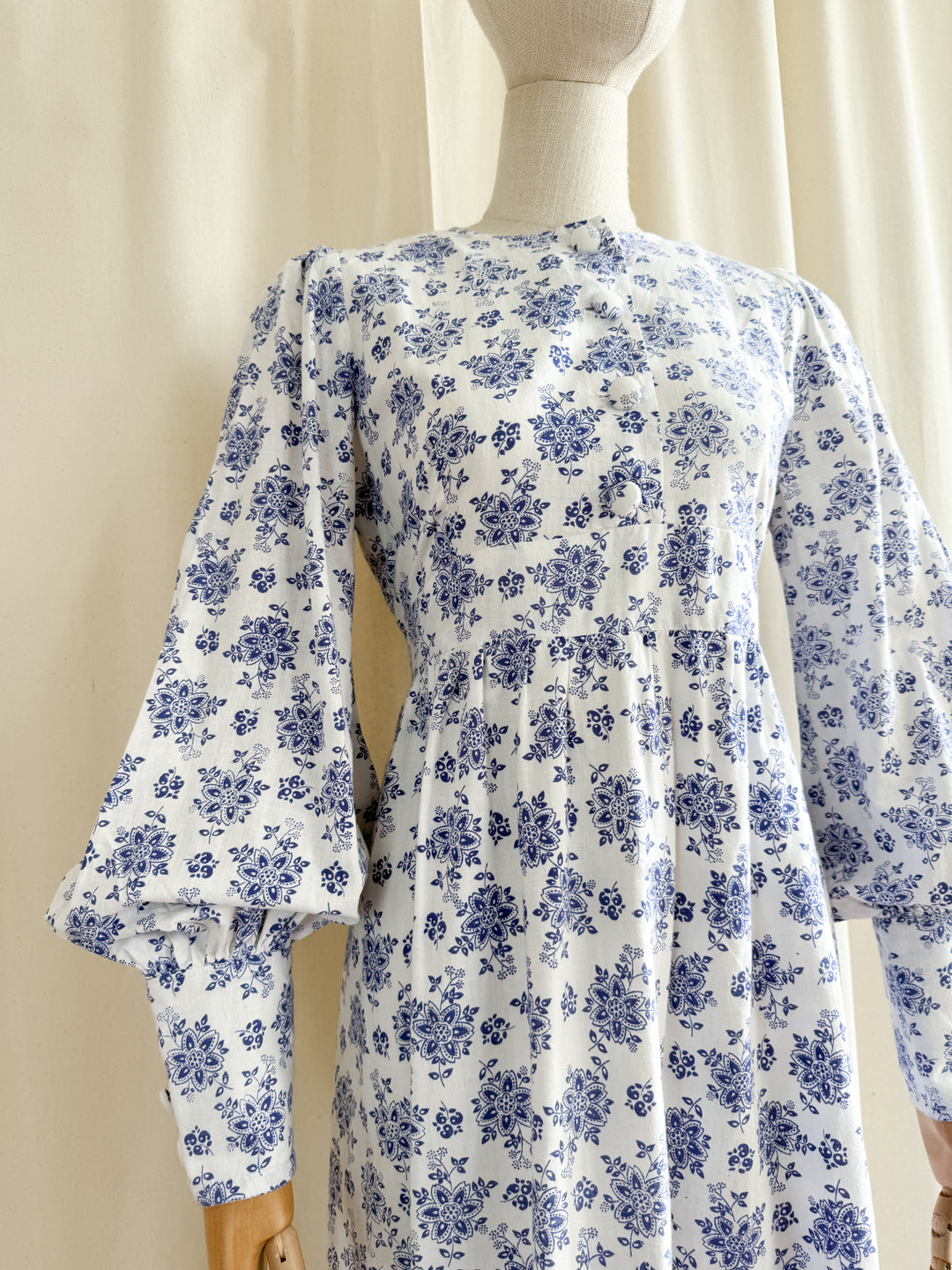 Precious Rare 70s Handmade Cotton Maxi Dress in Laura Ashley Fabric