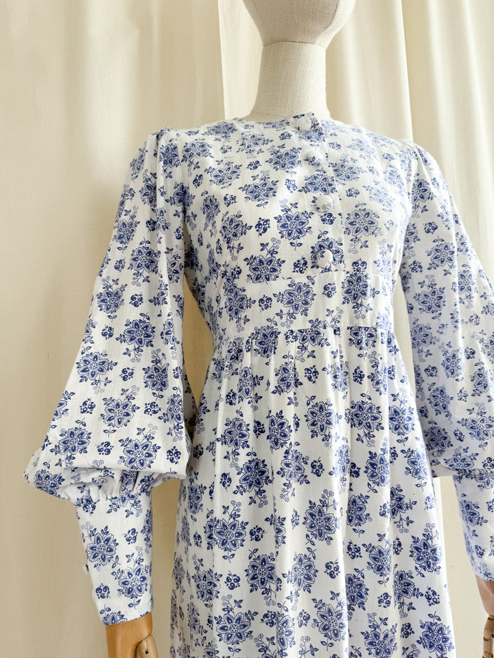 Precious Rare 70s Handmade Cotton Maxi Dress in Laura Ashley Fabric