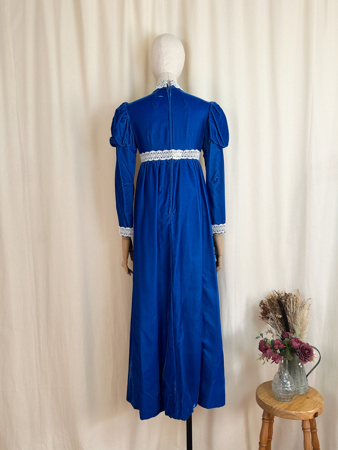The Twilight ~ heavenly one of a kind 70s blue velvet maxi dress – The Pansy Garden The Twilight ~ heavenly one of a kind 70s blue velvet maxi dress – The Pansy Garden