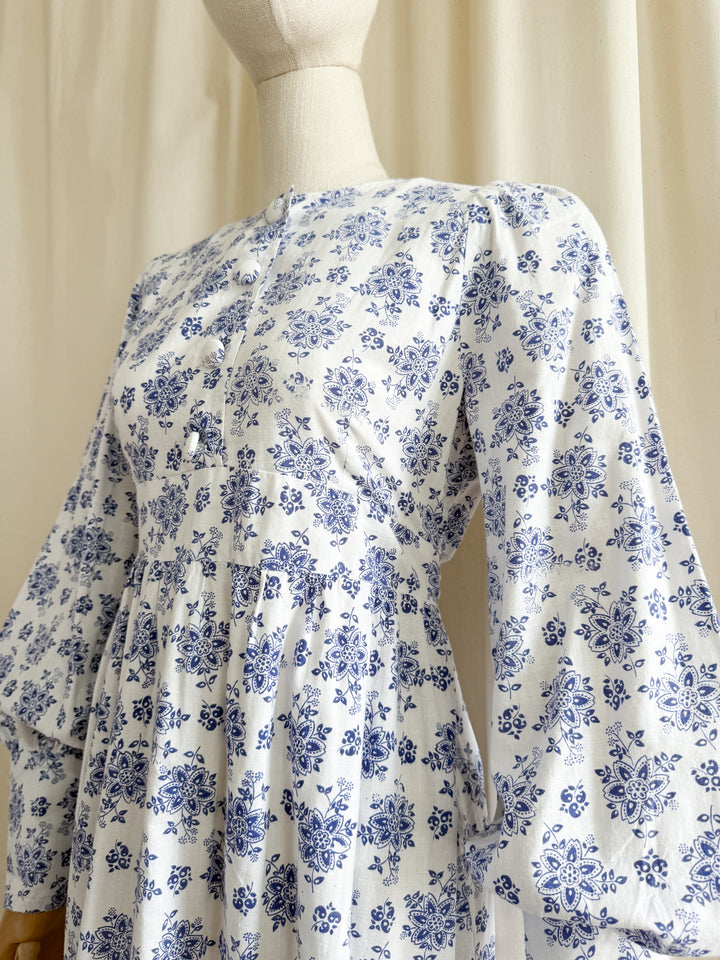 Precious Rare 70s Handmade Cotton Maxi Dress in Laura Ashley Fabric