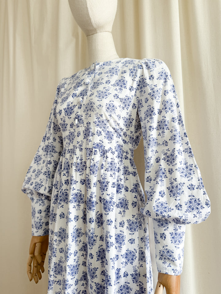 Precious Rare 70s Handmade Cotton Maxi Dress in Laura Ashley Fabric