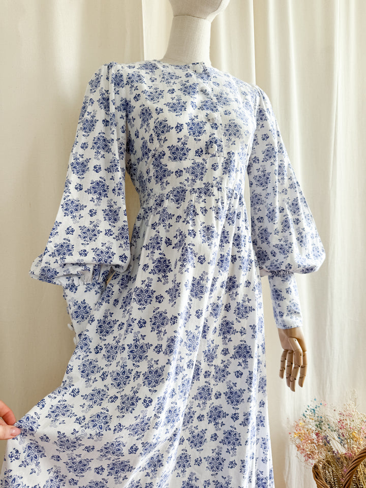 Precious Rare 70s Handmade Cotton Maxi Dress in Laura Ashley Fabric
