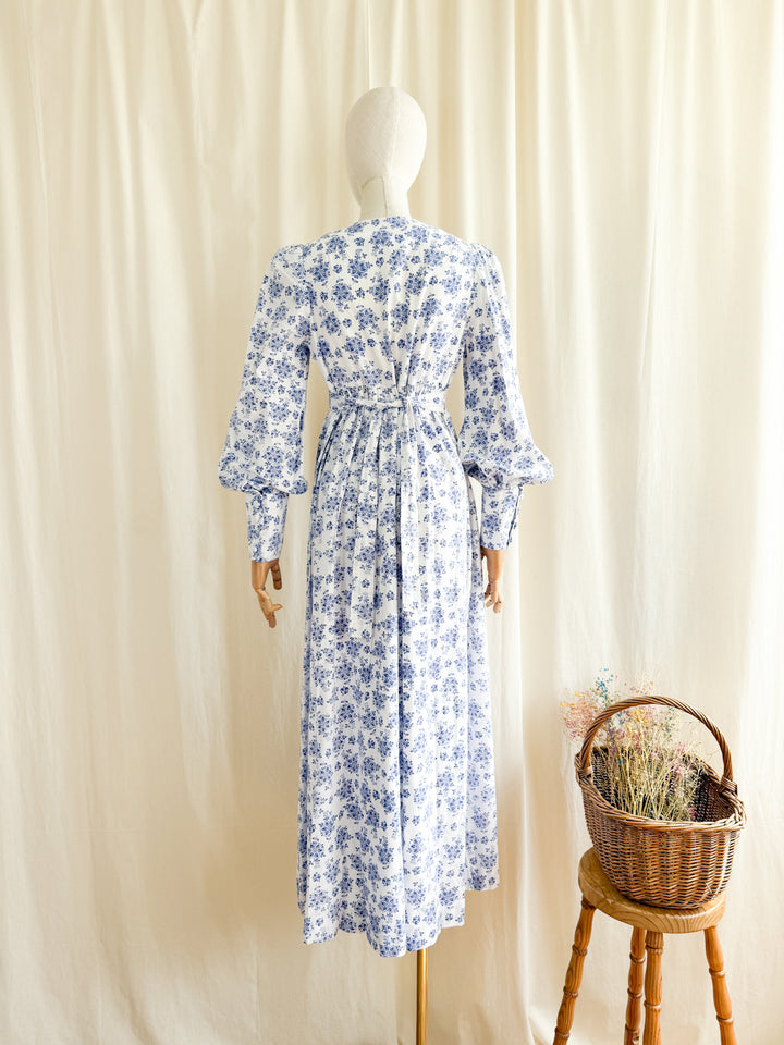 Precious Rare 70s Handmade Cotton Maxi Dress in Laura Ashley Fabric