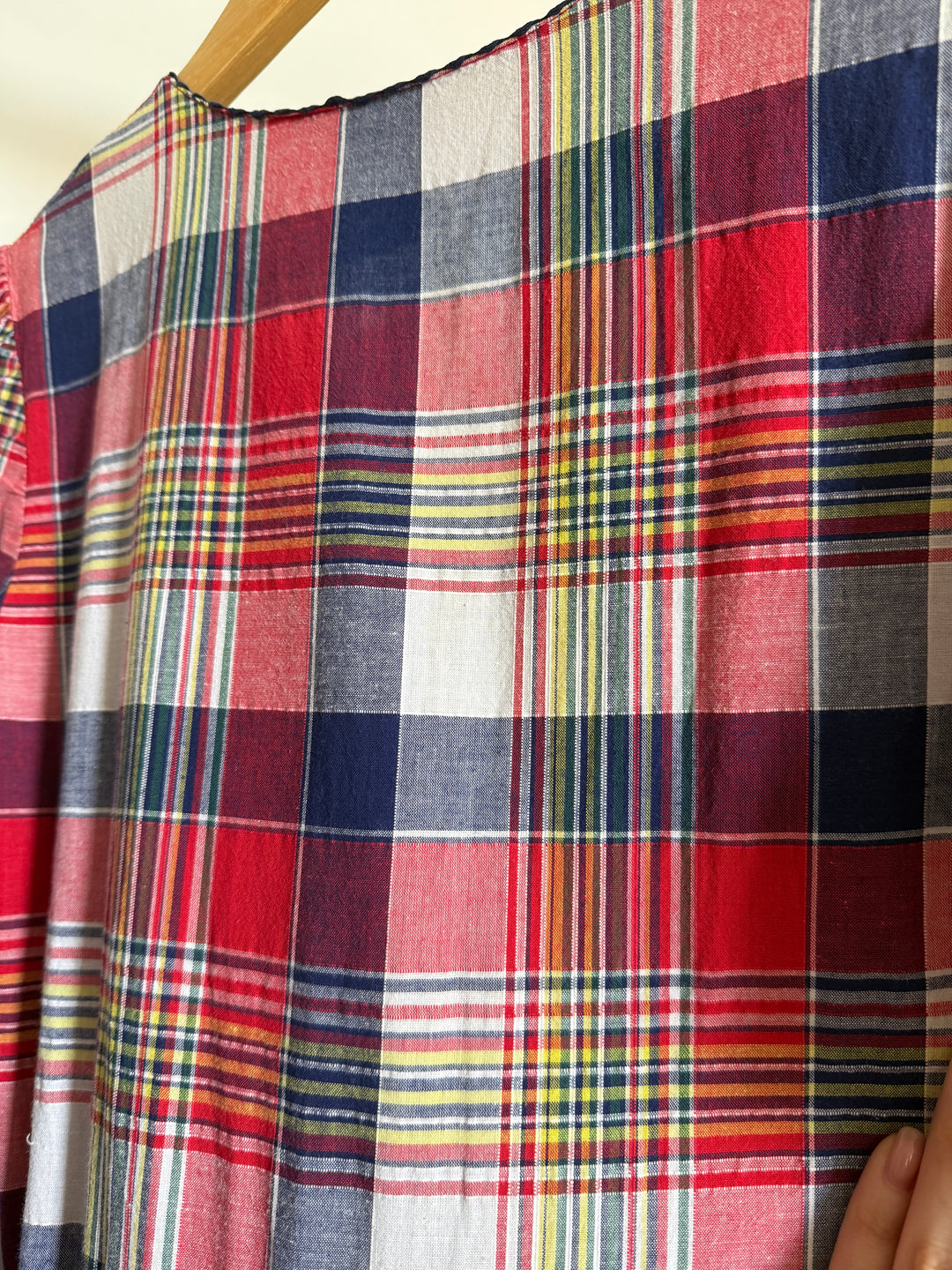 Magnificent Rare Soft Natural Cotton Plaid Maxi Dress by Betty Barclay