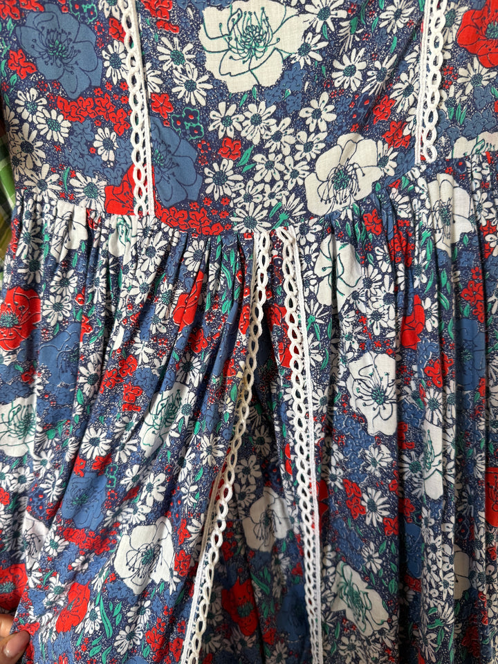 Incredible Rare Precious 1970s Unlabelled Laura Ashley Cotton Maxi Dress