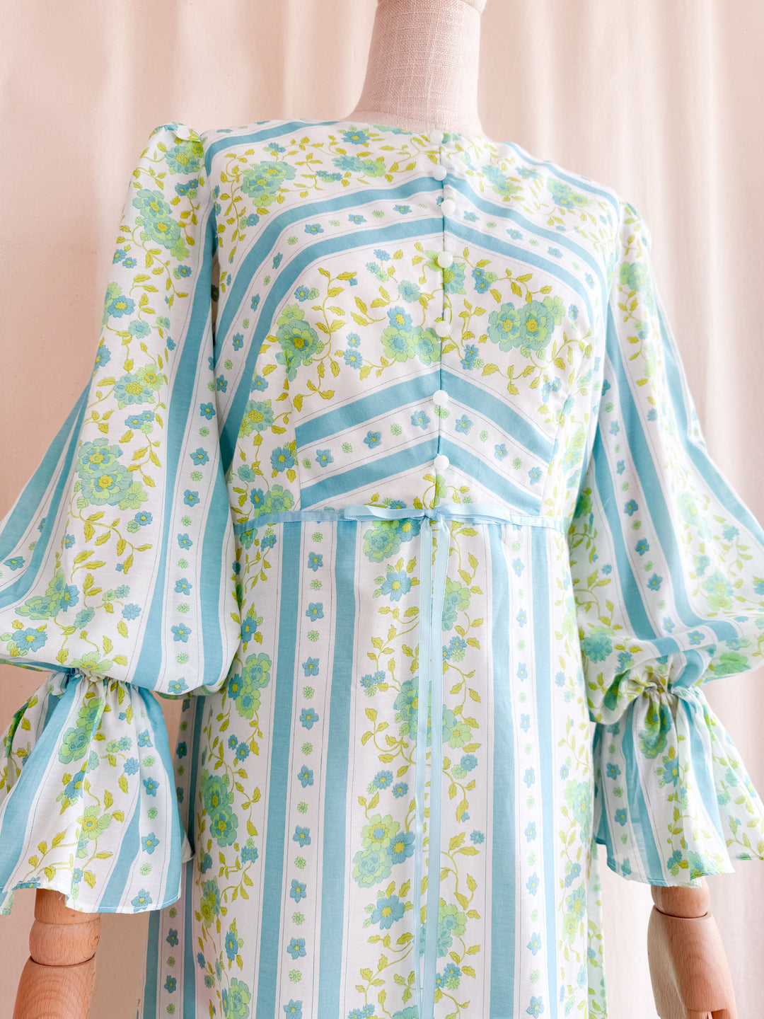 Divine Spring Chintz Stripe Cotton 70s Maxi Dress