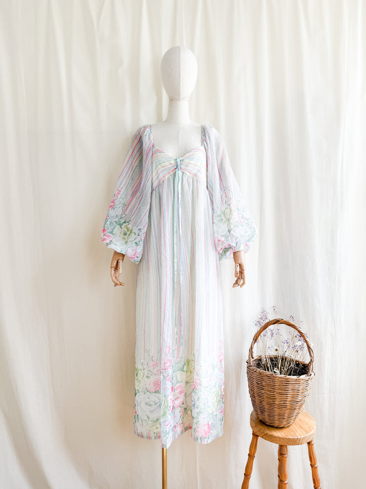Ethereal 70s Billowing Sleeve Chiffon Maxi Dress by Feminette