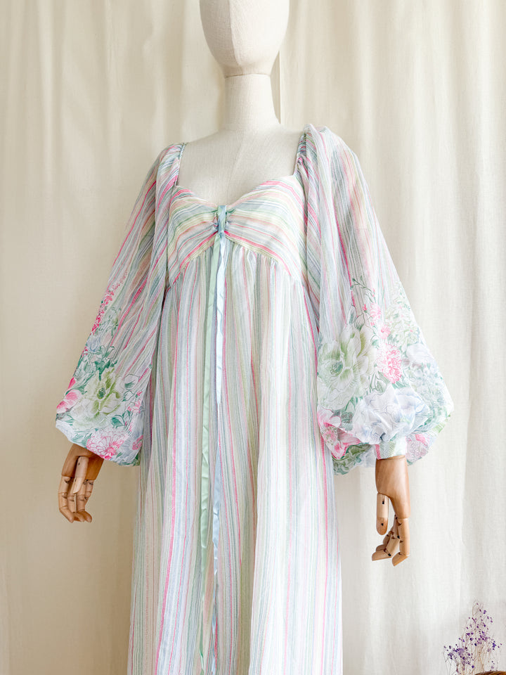 Ethereal 70s Billowing Sleeve Chiffon Maxi Dress by Feminette