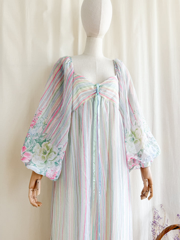 Ethereal 70s Billowing Sleeve Chiffon Maxi Dress by Feminette