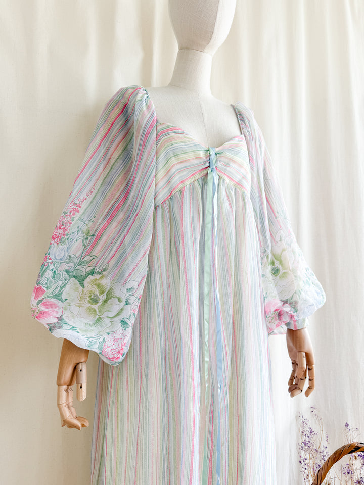 Ethereal 70s Billowing Sleeve Chiffon Maxi Dress by Feminette