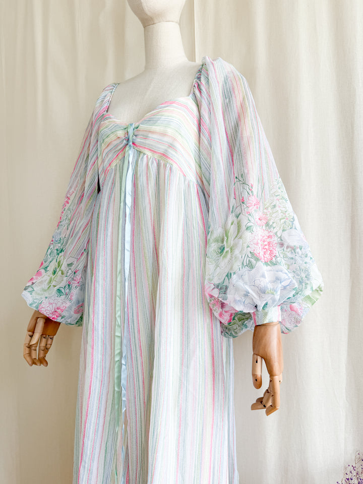 Ethereal 70s Billowing Sleeve Chiffon Maxi Dress by Feminette