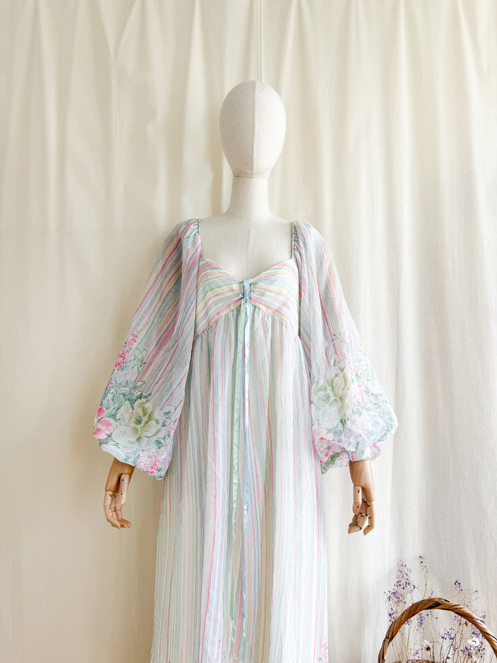 Ethereal 70s Billowing Sleeve Chiffon Maxi Dress by Feminette