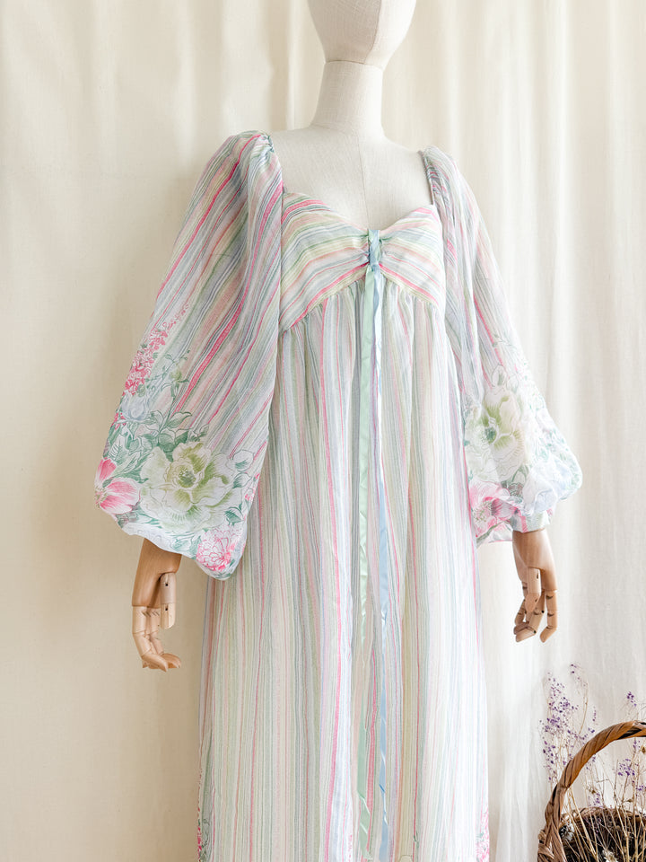 Ethereal 70s Billowing Sleeve Chiffon Maxi Dress by Feminette