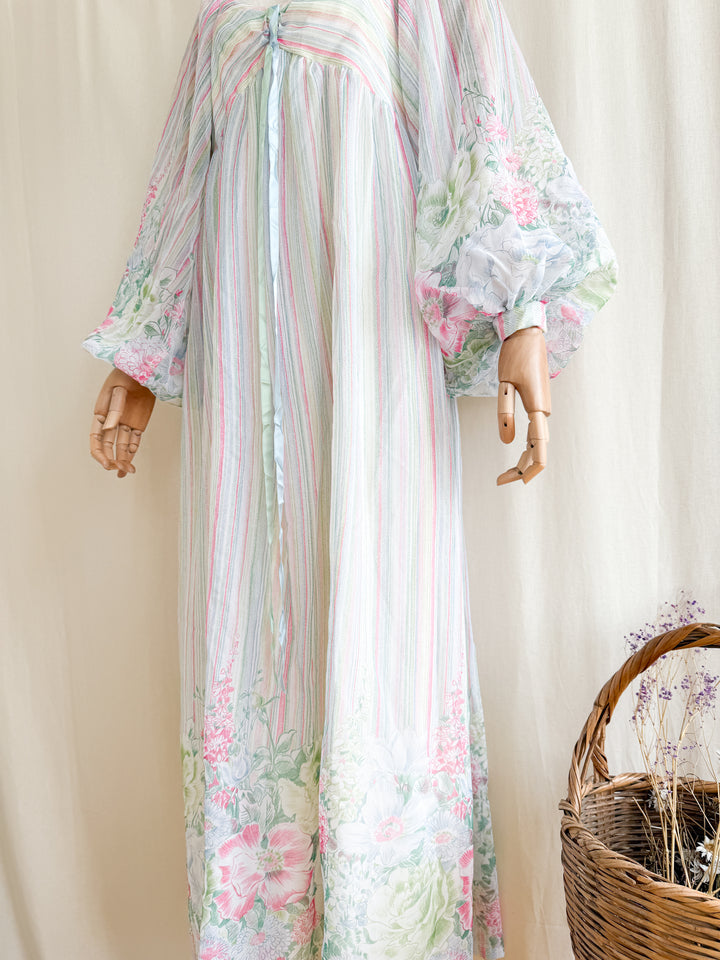 Ethereal 70s Billowing Sleeve Chiffon Maxi Dress by Feminette