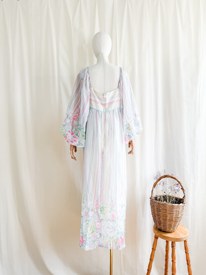 Ethereal 70s Billowing Sleeve Chiffon Maxi Dress by Feminette