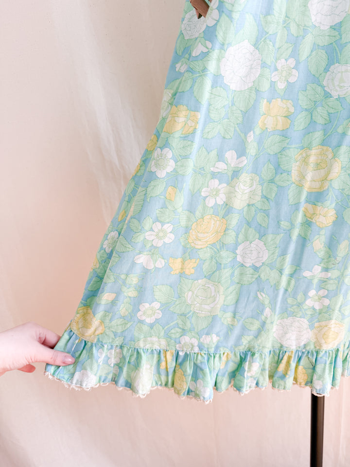 Heavenly 70s Smocked Cotton Spring Floral Maxi Dress by Dollyrockers