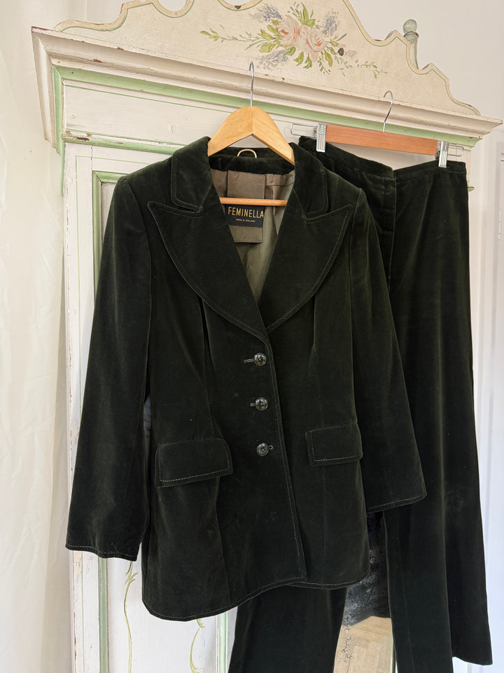 INSANE RARE 1970S FEMINELLA VELVET FLARED TROUSER SUIT
