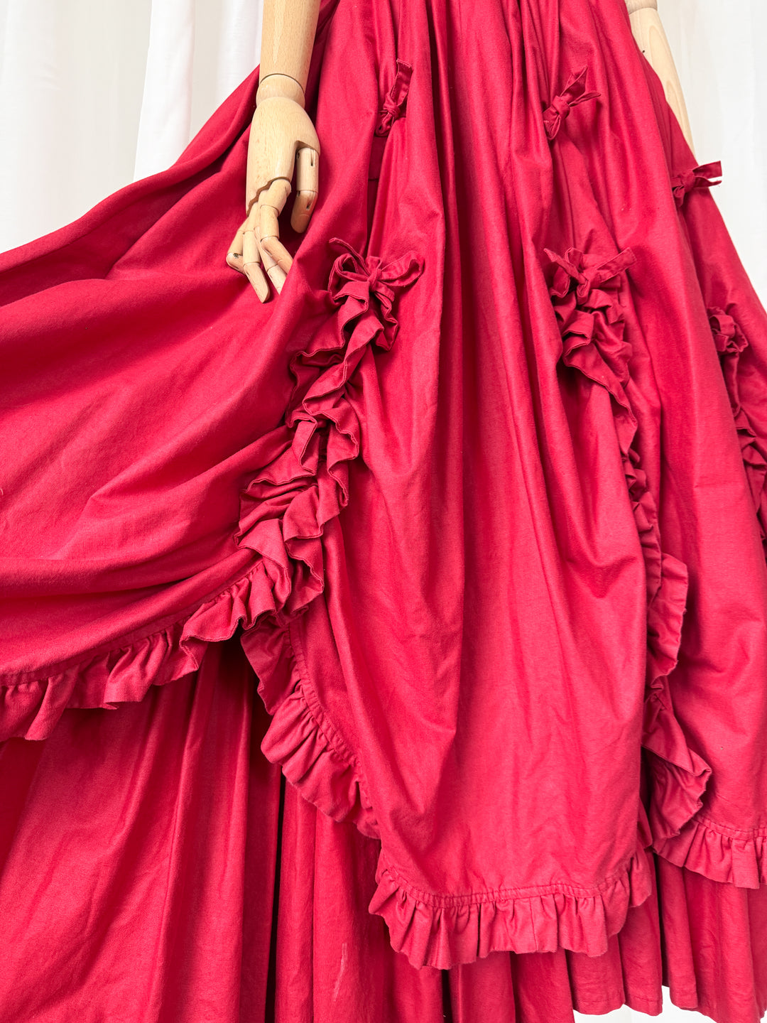 RARE 1980S LAURA ASHLEY RED BO PEEP GOWN