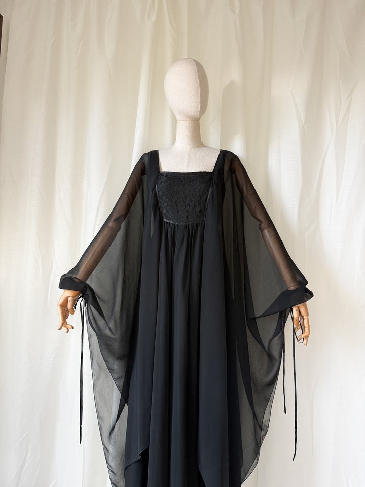 DIVINE RARE 1970S WALLIS CHIFFON KAFTAN MAXI DRESS