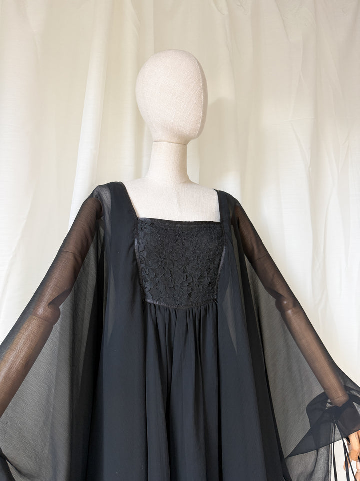 DIVINE RARE 1970S WALLIS CHIFFON KAFTAN MAXI DRESS