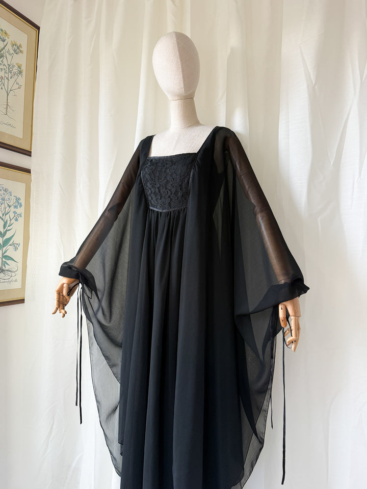 DIVINE RARE 1970S WALLIS CHIFFON KAFTAN MAXI DRESS