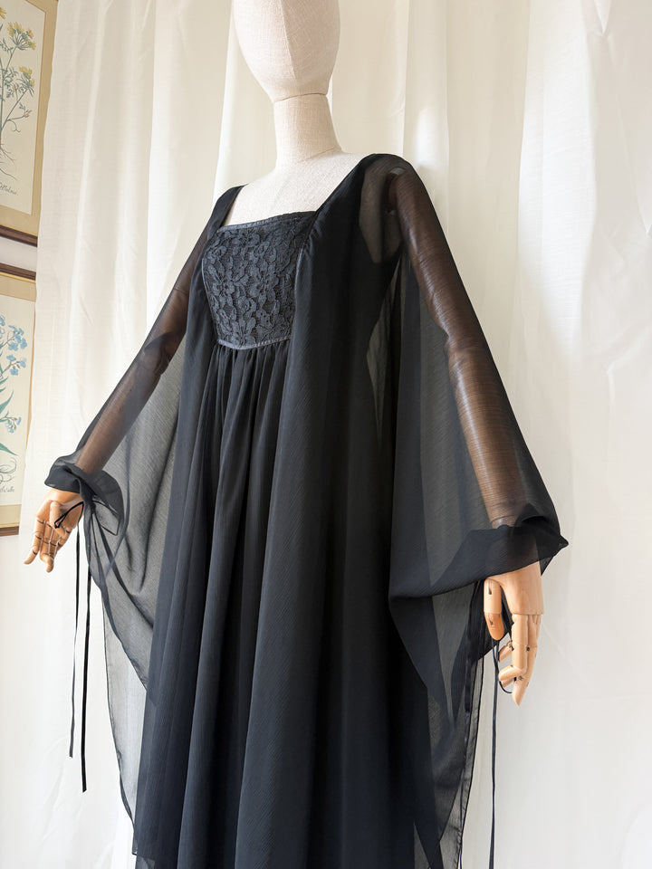 DIVINE RARE 1970S WALLIS CHIFFON KAFTAN MAXI DRESS