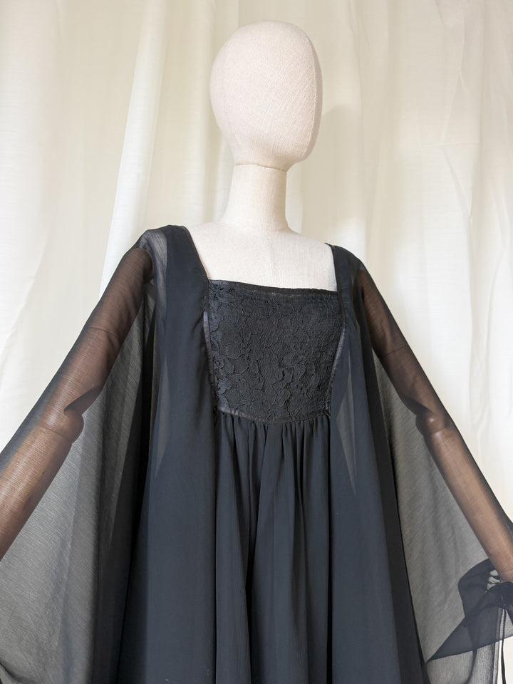 DIVINE RARE 1970S WALLIS CHIFFON KAFTAN MAXI DRESS