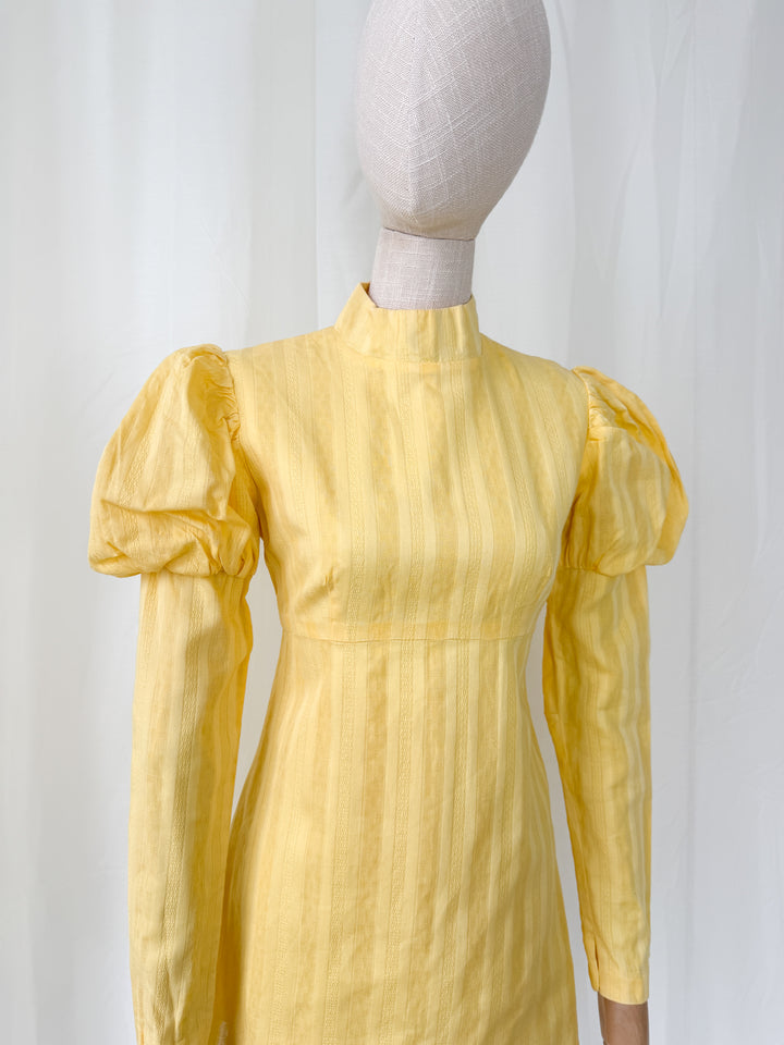Adorable Rare 1960s Yellow Cotton Mini Dress