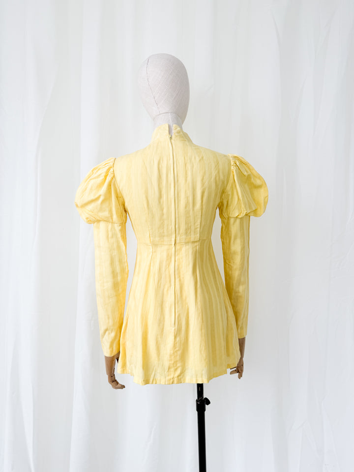 Adorable Rare 1960s Yellow Cotton Mini Dress