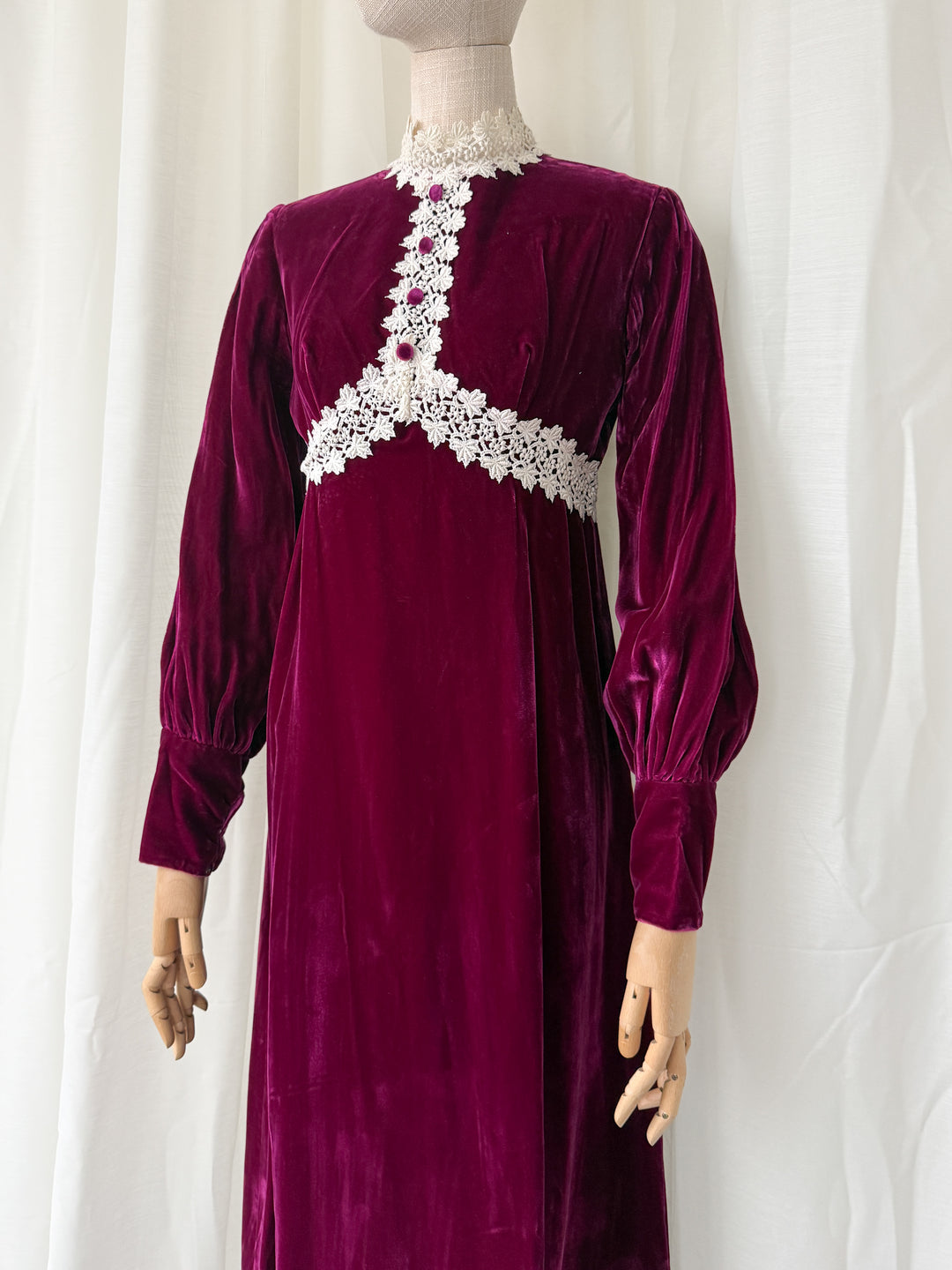 INSANELY BEAUTIFUL 1960S PLUM VELVET MAXI DRESS