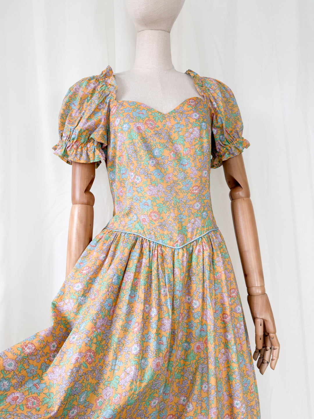 Stunning Rare 1980s Liberty Cotton Maxi Dress