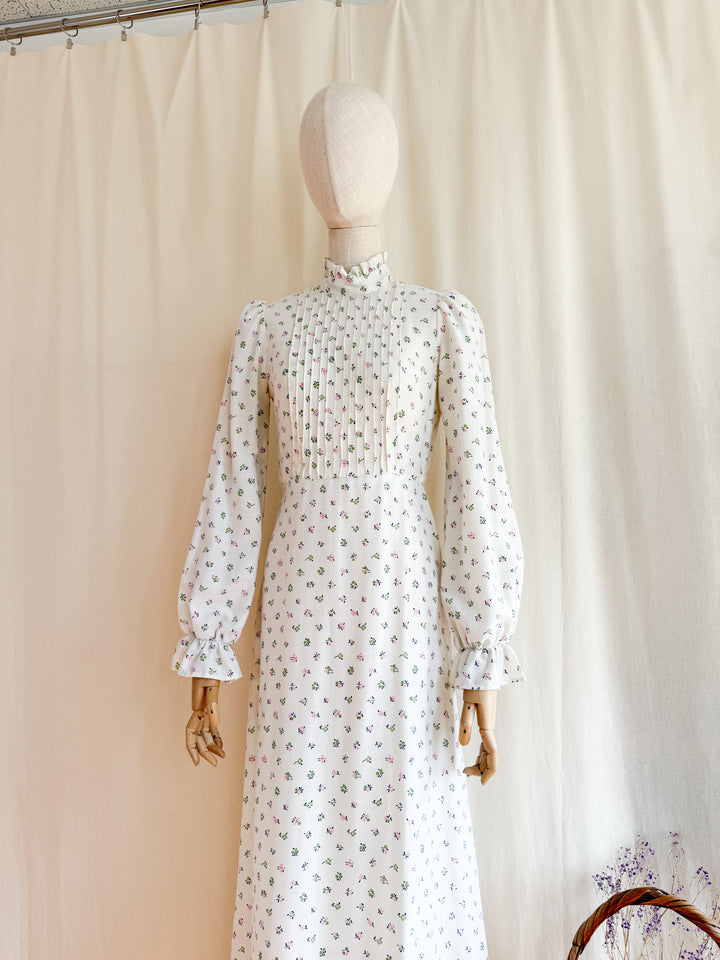 Gorgeous 70s Soft Cotton Floral Victoriana Maxi Dress by Zanie
