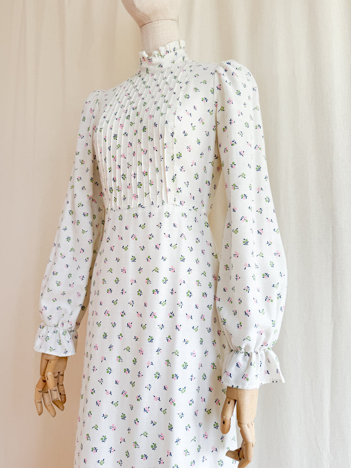 Gorgeous 70s Soft Cotton Floral Victoriana Maxi Dress by Zanie